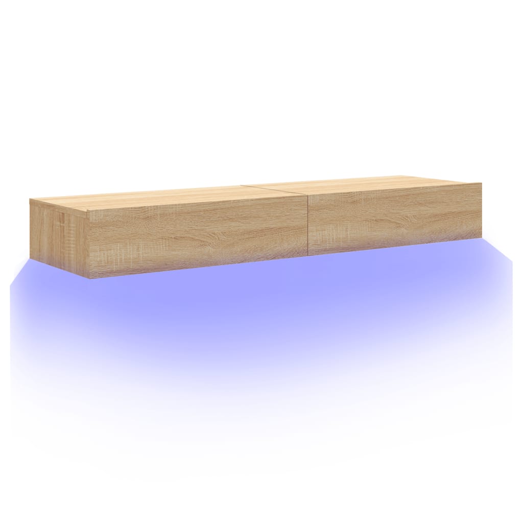 vidaXL Szafki telewizyjne z LED, 2 szt., dąb sonoma, 60x35x15,5 cm