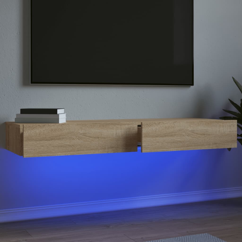 vidaXL Szafki telewizyjne z LED, 2 szt., dąb sonoma, 60x35x15,5 cm