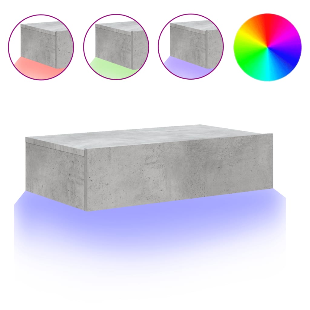 vidaXL Szafka telewizyjna z LED, szarość betonu, 60x35x15,5 cm