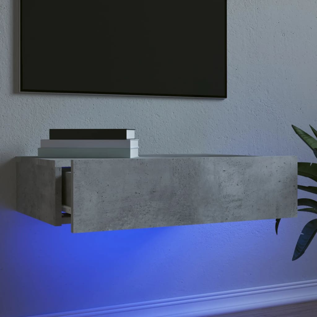 vidaXL Szafka telewizyjna z LED, szarość betonu, 60x35x15,5 cm