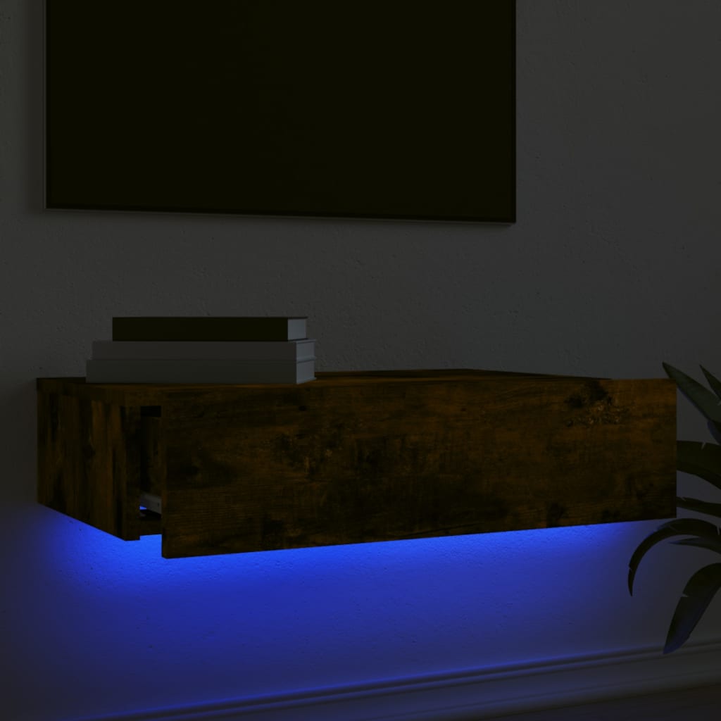 vidaXL Szafka telewizyjna z LED, przydymiony dąb, 60x35x15,5 cm