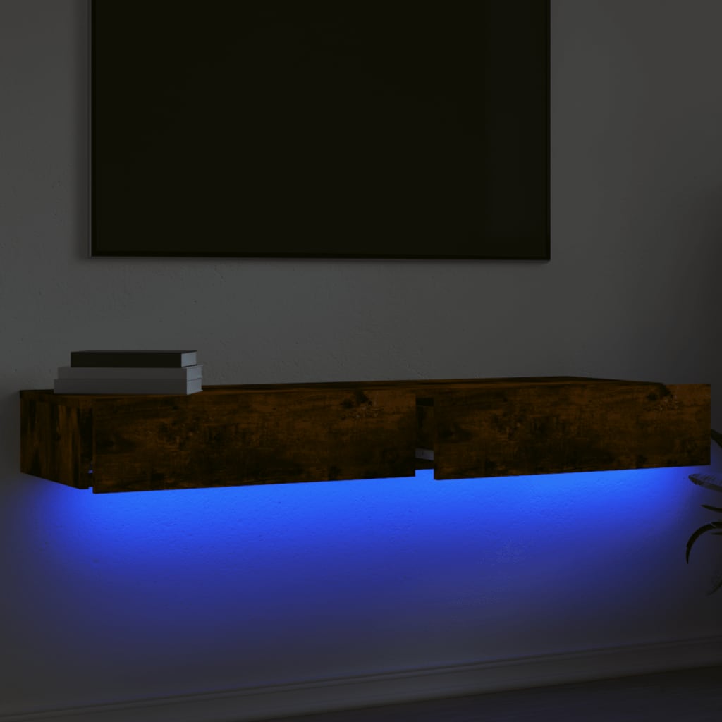 vidaXL Szafki pod TV z LED, 2 szt., przydymiony dąb, 60x35x15,5 cm