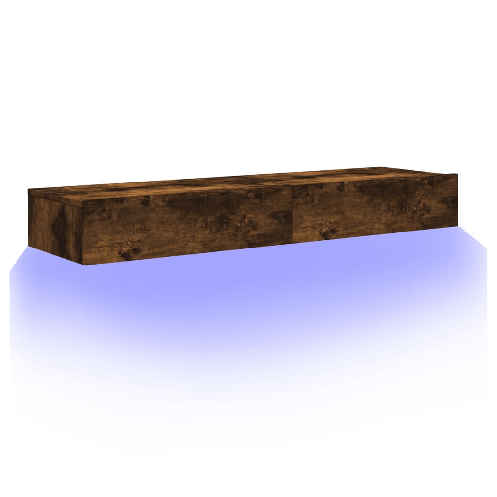 vidaXL Szafki pod TV z LED, 2 szt., przydymiony dąb, 60x35x15,5 cm
