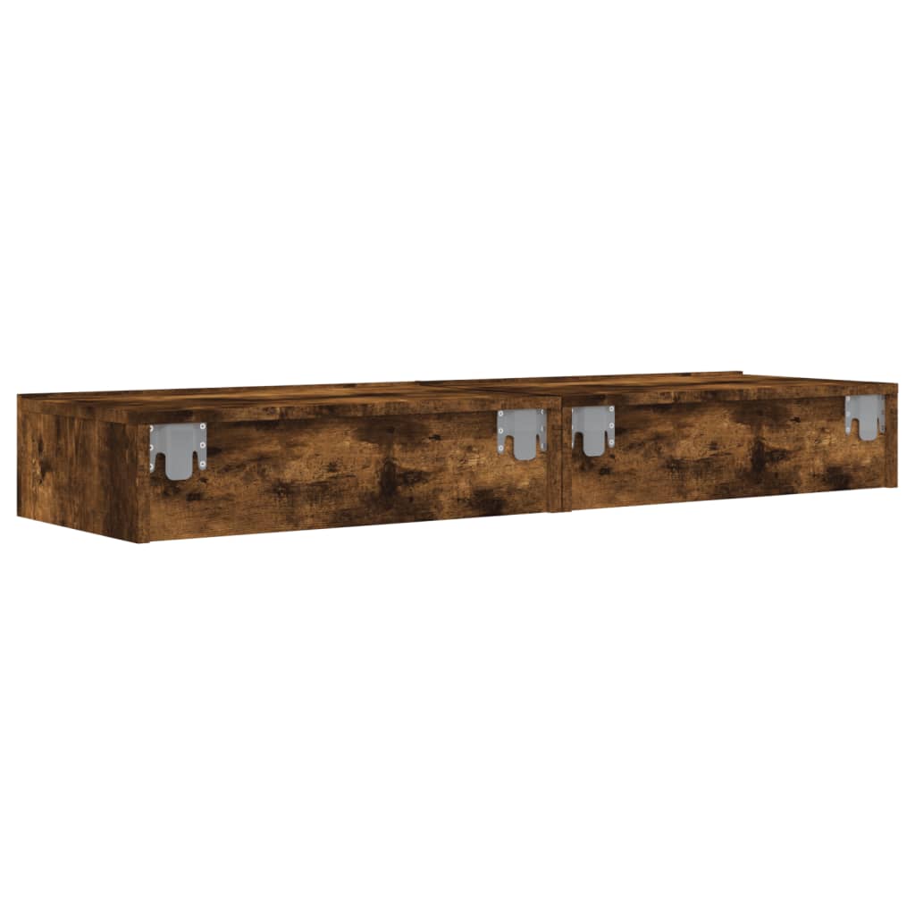vidaXL Szafki pod TV z LED, 2 szt., przydymiony dąb, 60x35x15,5 cm