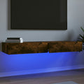 vidaXL Szafki pod TV z LED, 2 szt., przydymiony dąb, 60x35x15,5 cm