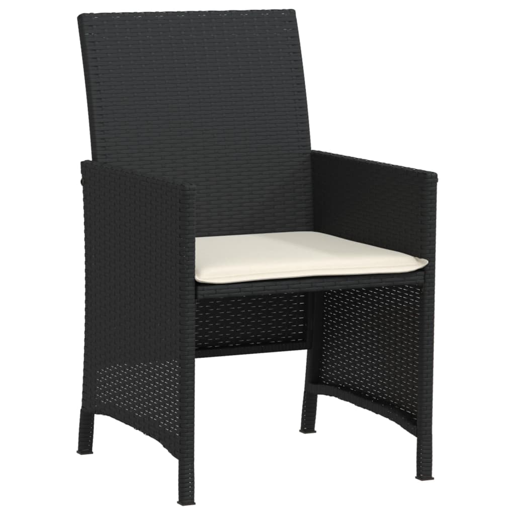 vidaXL 3-cz. zestaw mebli bistro z poduszkami, czarny, polirattan