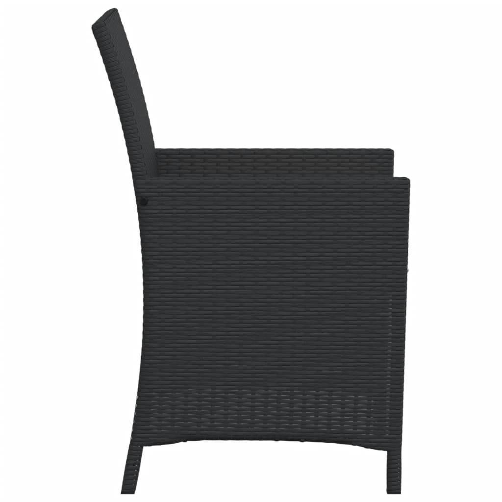 vidaXL 3-cz. zestaw mebli bistro z poduszkami, czarny, polirattan