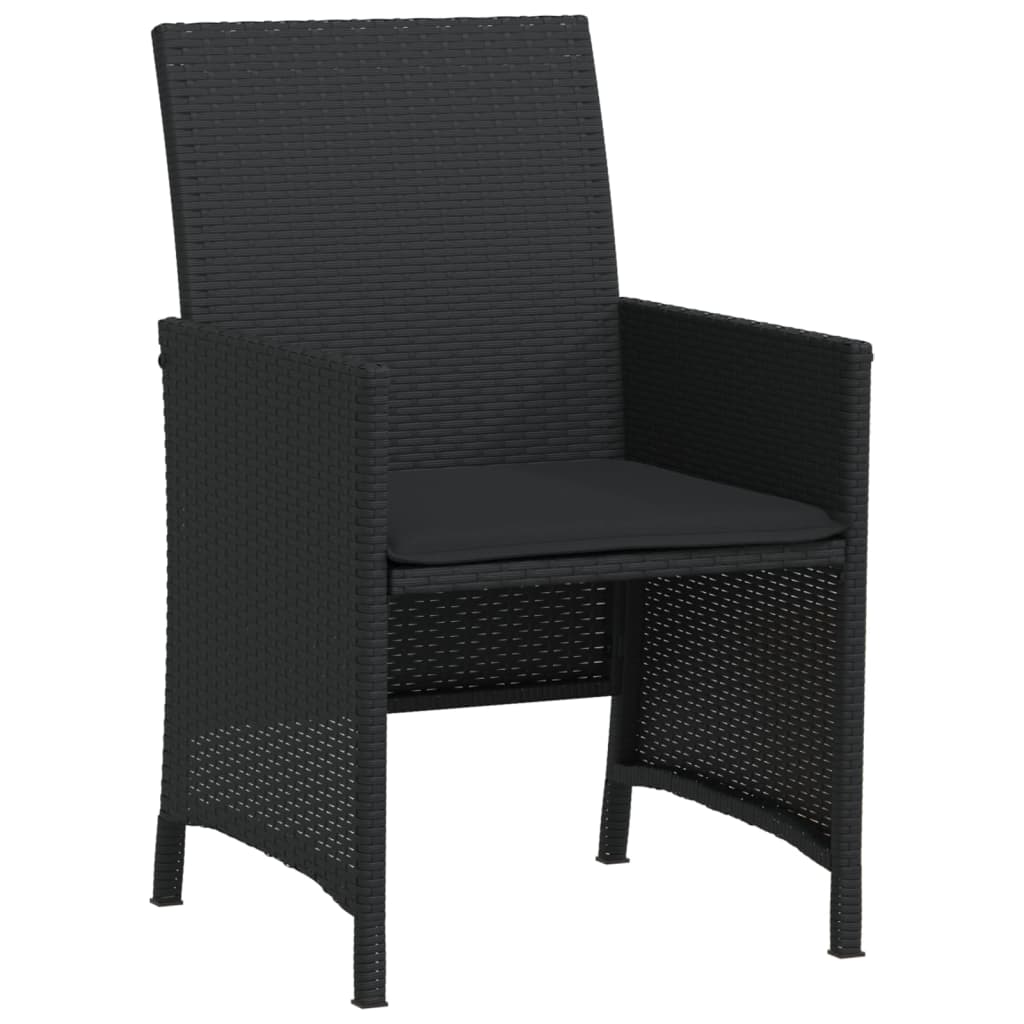 vidaXL 3-cz. zestaw mebli bistro z poduszkami, czarny, polirattan