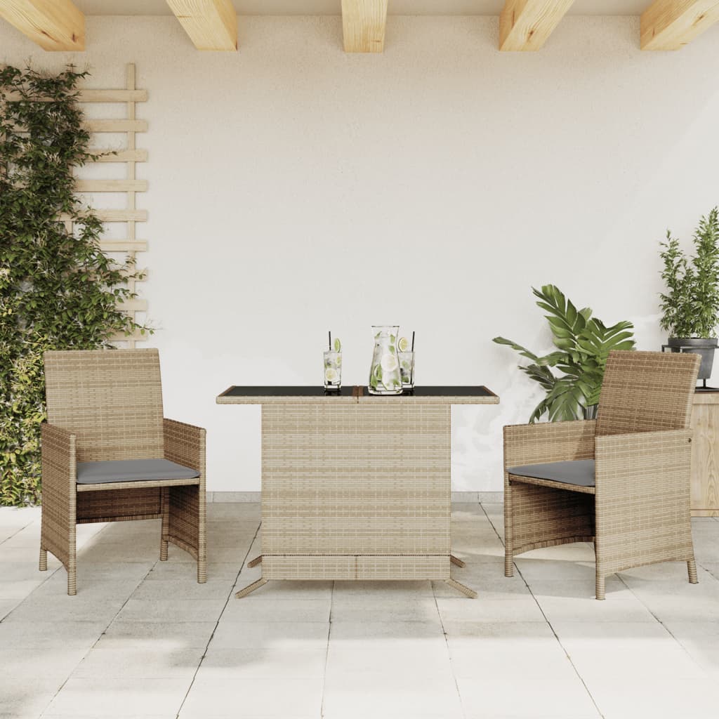 vidaXL 3-cz. zestaw mebli bistro z poduszkami, mieszany beż, rattan PE