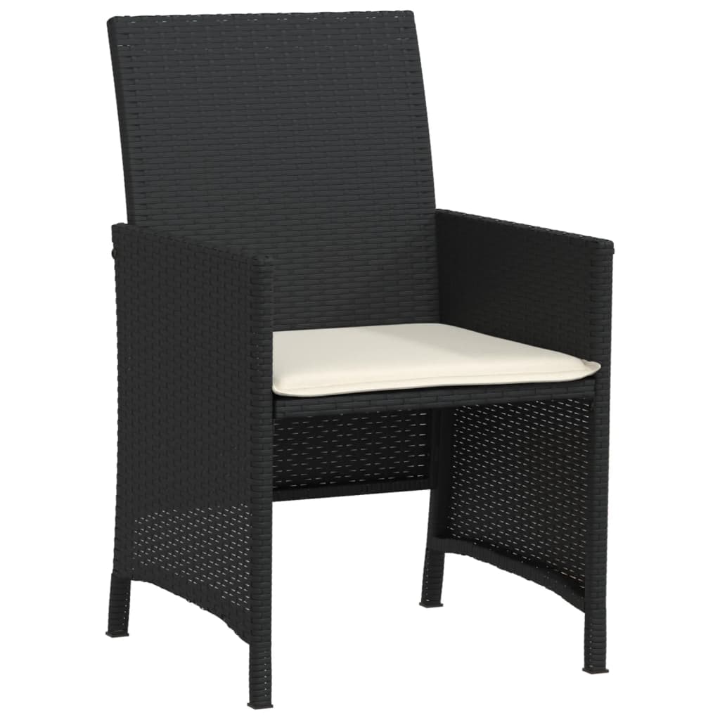 vidaXL 3-cz. zestaw mebli bistro z poduszkami, czarny, polirattan
