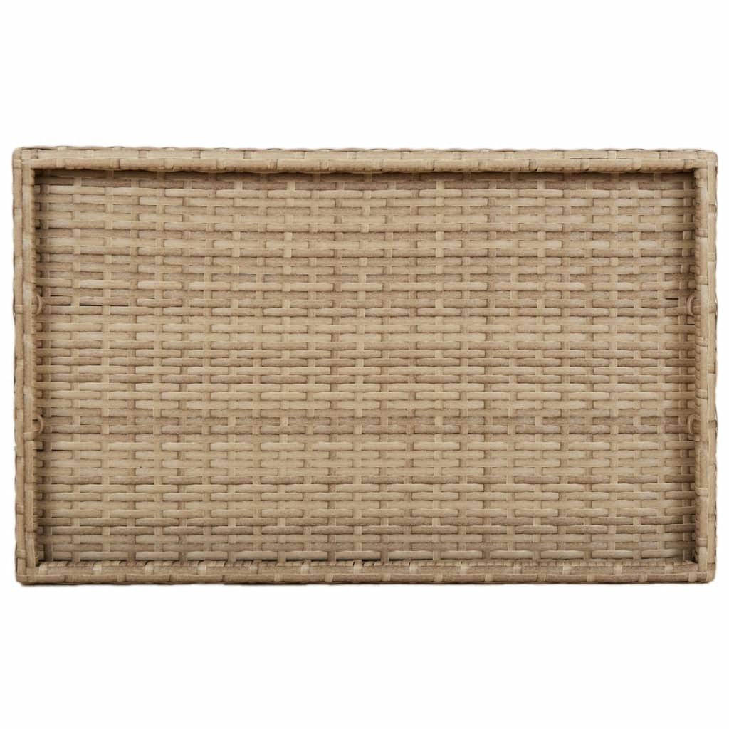 vidaXL Składany stolik z tacą, beżowy, 65x40x75 cm, polirattan