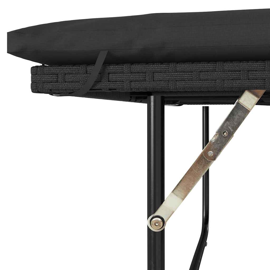 vidaXL Sofa ogrodowa z poduszkami, 2-osobowa, czarna, polirattan