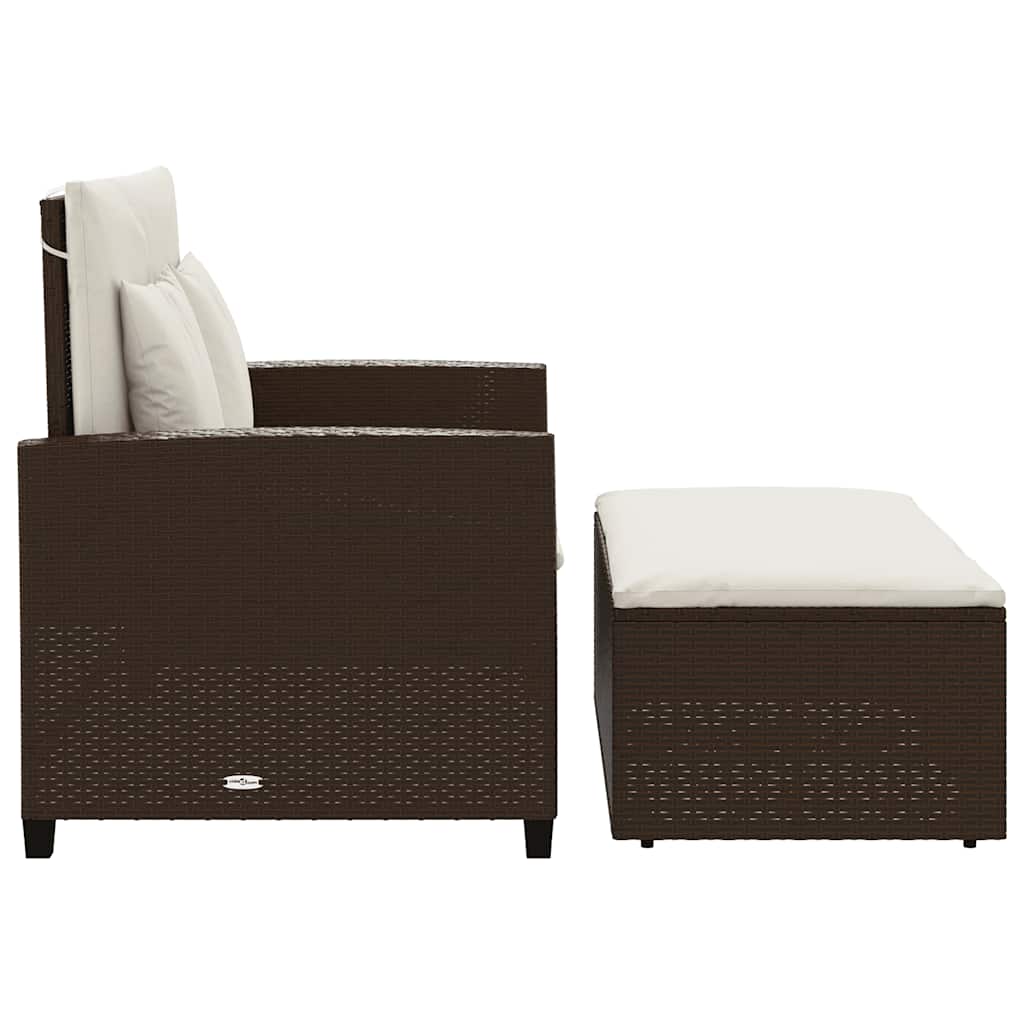 vidaXL Sofa ogrodowa z poduszkami, 2-osobowa, brązowa, polirattan