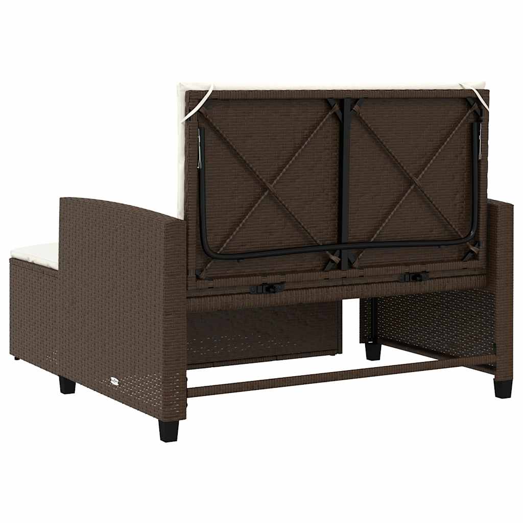 vidaXL Sofa ogrodowa z poduszkami, 2-osobowa, brązowa, polirattan