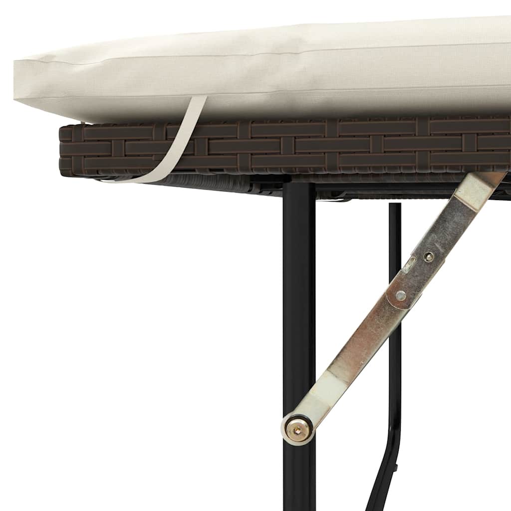 vidaXL Sofa ogrodowa z poduszkami, 2-osobowa, brązowa, polirattan