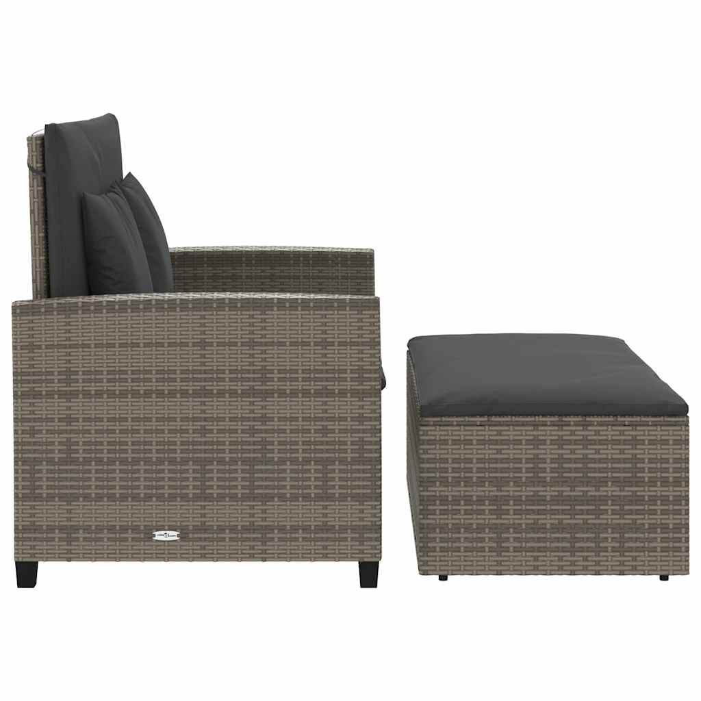 vidaXL Sofa ogrodowa z poduszkami, 2-osobowa, szara, polirattan