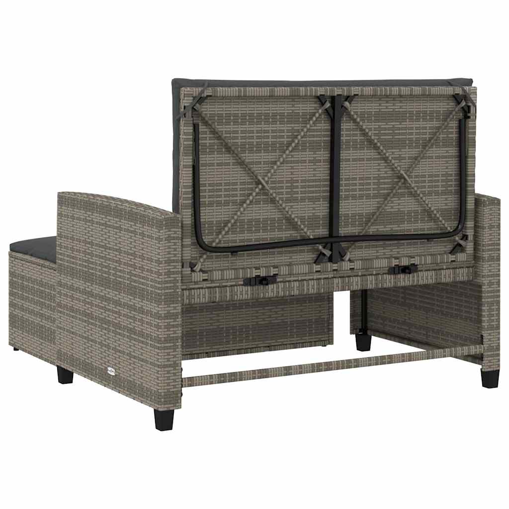 vidaXL Sofa ogrodowa z poduszkami, 2-osobowa, szara, polirattan