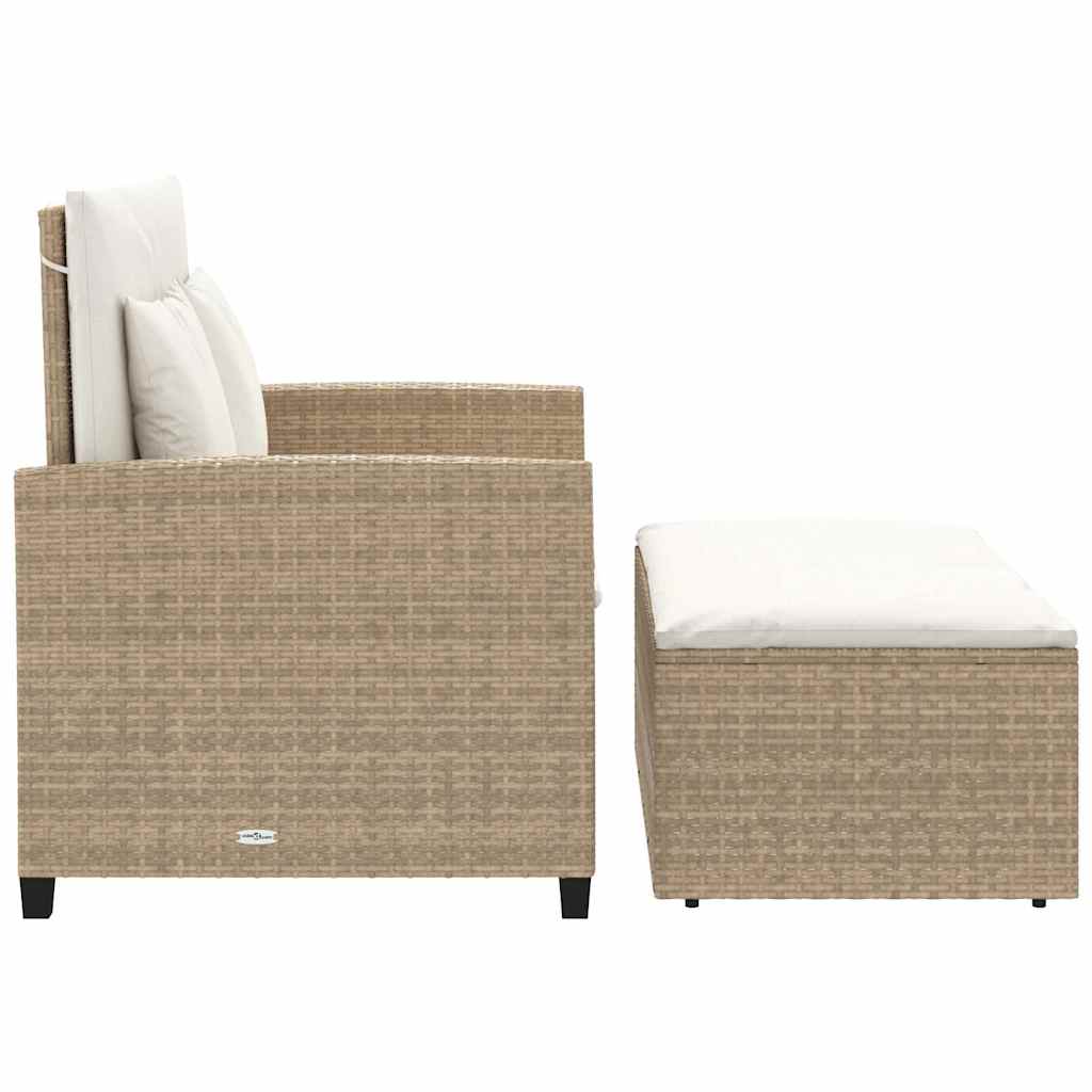 vidaXL Sofa ogrodowa z poduszkami, 2-osobowa, beżowa, polirattan