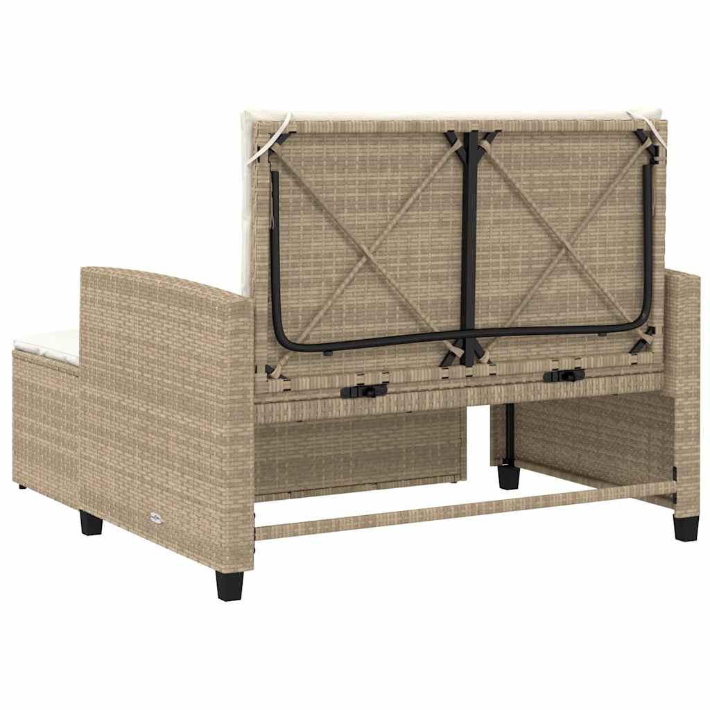 vidaXL Sofa ogrodowa z poduszkami, 2-osobowa, beżowa, polirattan