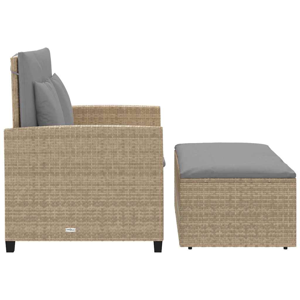 vidaXL Sofa ogrodowa z poduszkami, 2-osobowa, beżowa, polirattan