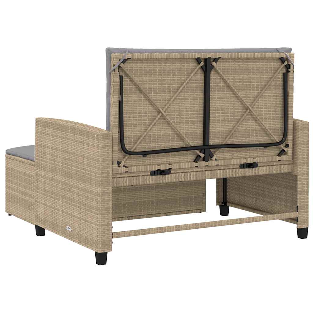 vidaXL Sofa ogrodowa z poduszkami, 2-osobowa, beżowa, polirattan
