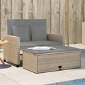 vidaXL Sofa ogrodowa z poduszkami, 2-osobowa, beżowa, polirattan