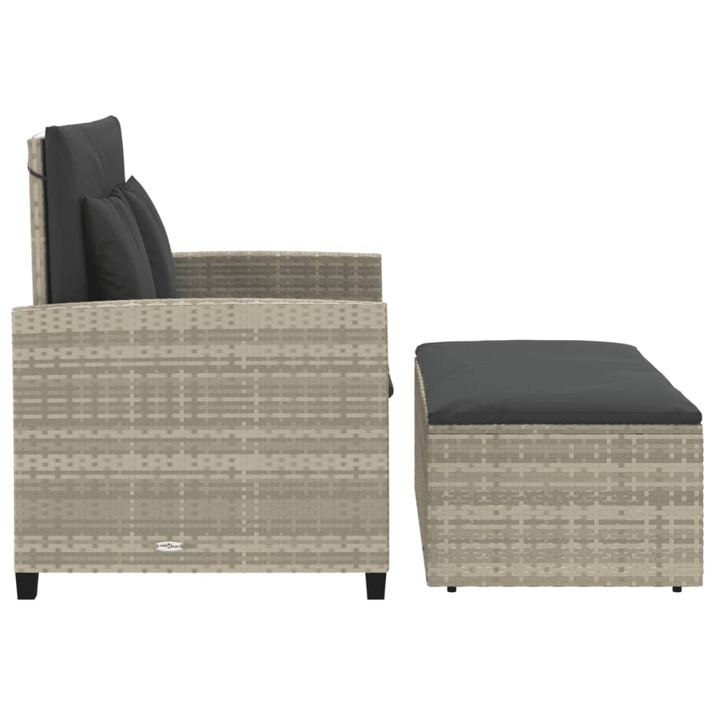 vidaXL Sofa ogrodowa z poduszkami, 2-osobowa, jasnoszara, polirattan