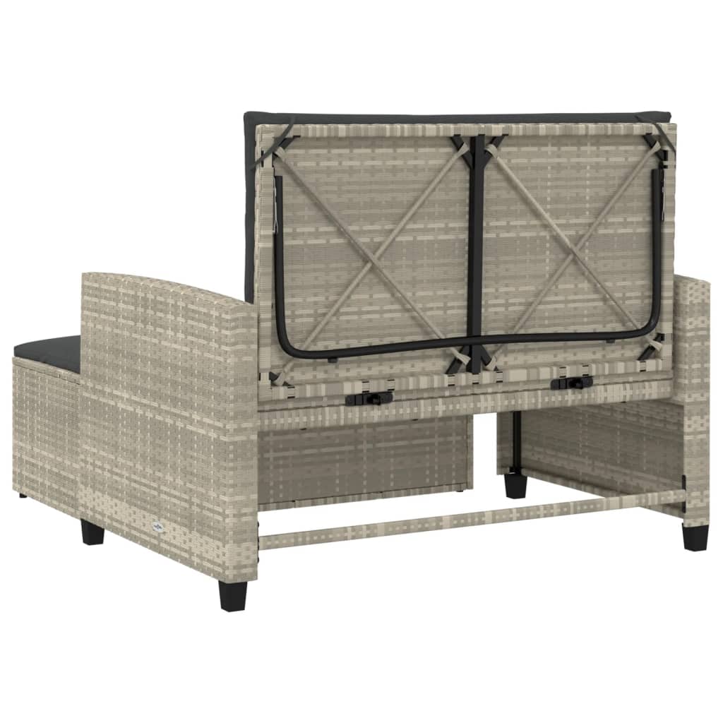 vidaXL Sofa ogrodowa z poduszkami, 2-osobowa, jasnoszara, polirattan