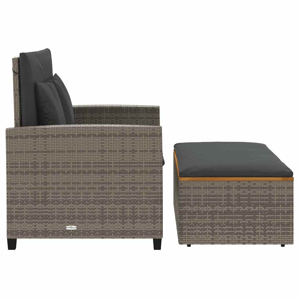 vidaXL Sofa ogrodowa z poduszkami, 2-os., szara, rattan PE i akacja