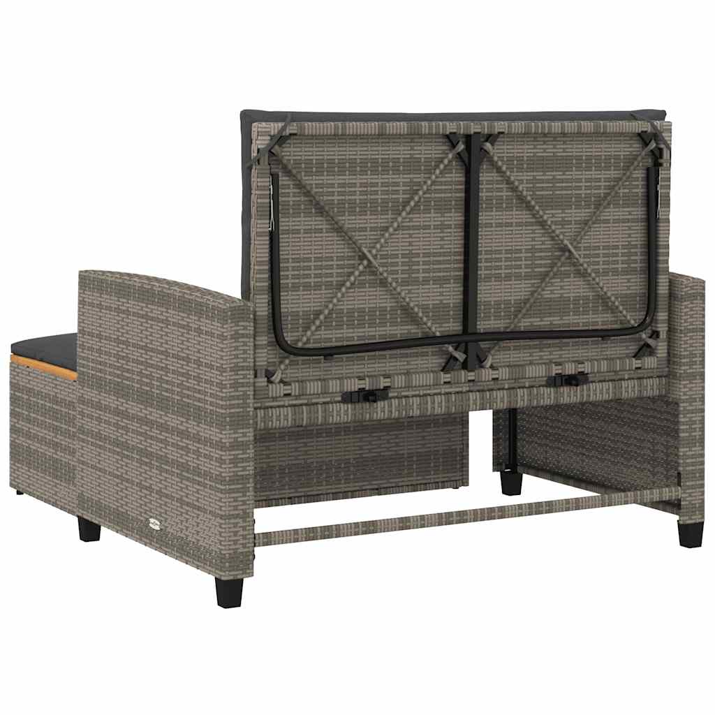 vidaXL Sofa ogrodowa z poduszkami, 2-os., szara, rattan PE i akacja