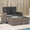 vidaXL Sofa ogrodowa z poduszkami, 2-os., szara, rattan PE i akacja