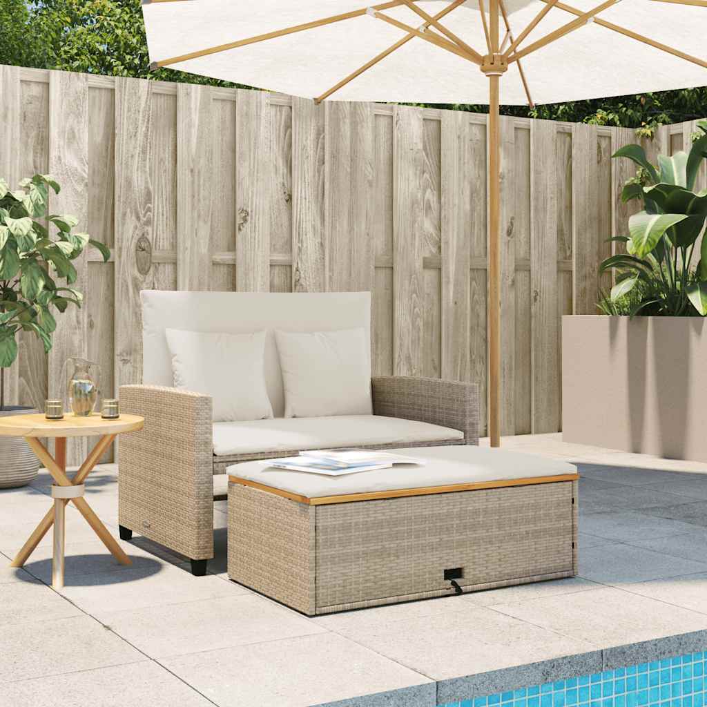 vidaXL Sofa ogrodowa z poduszkami, 2-os., beżowa, rattan PE i akacja