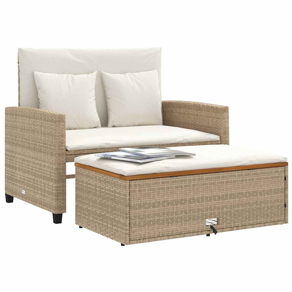 vidaXL Sofa ogrodowa z poduszkami, 2-os., beżowa, rattan PE i akacja
