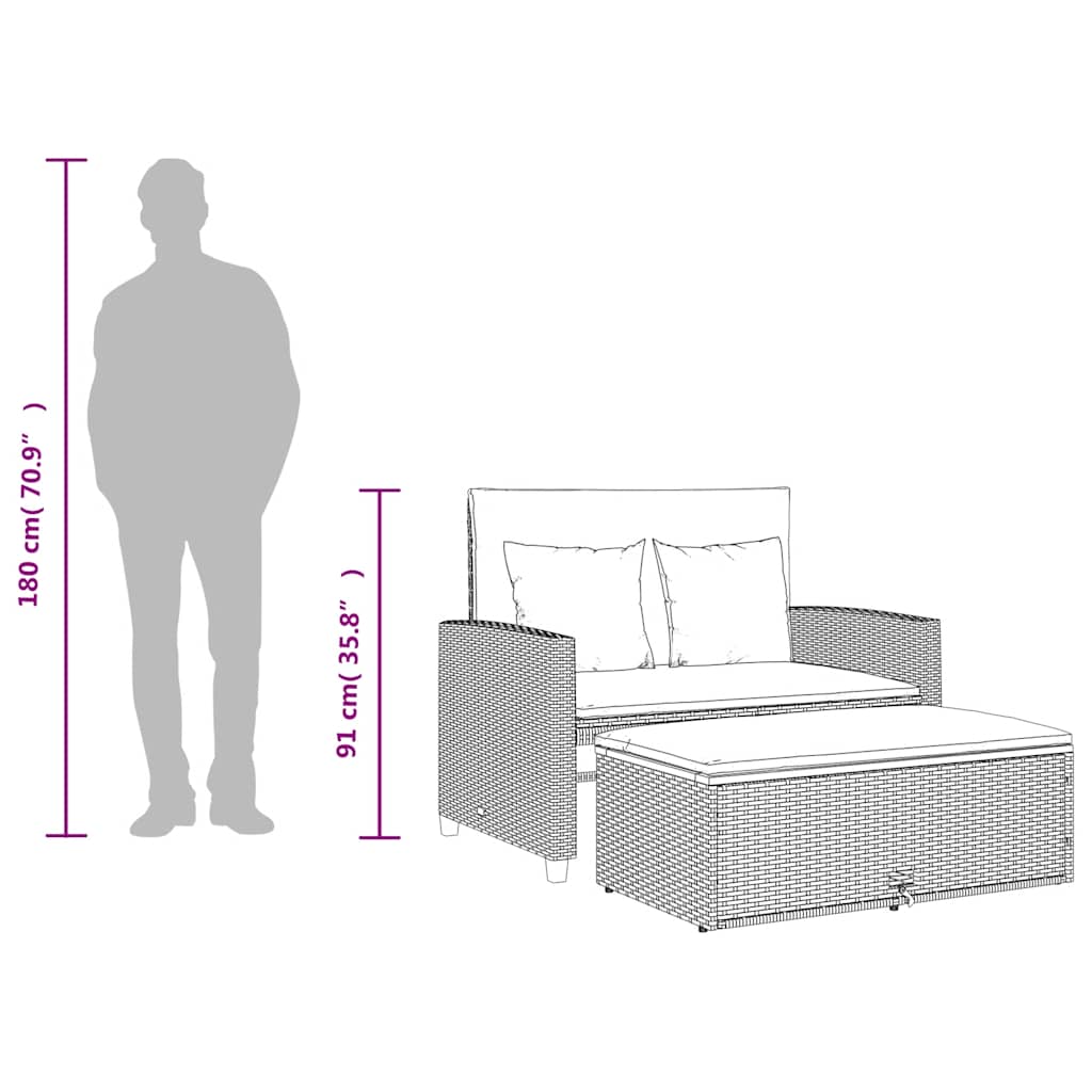 vidaXL Sofa ogrodowa z poduszkami, 2-os., beżowa, rattan PE i akacja
