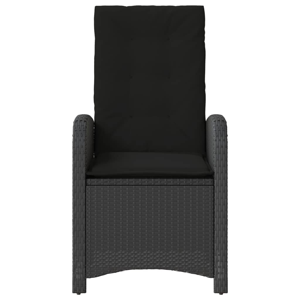 vidaXL Rozkładane krzesła ogrodowe, 2 szt, poduszki, czarne, rattan PE