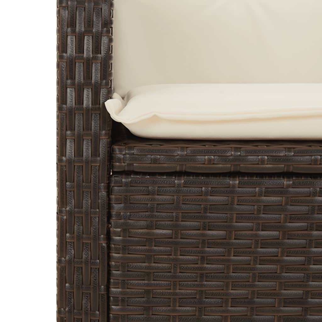vidaXL Rozkładane fotele ogrodowe, 2 szt, poduszki, brązowy rattan PE