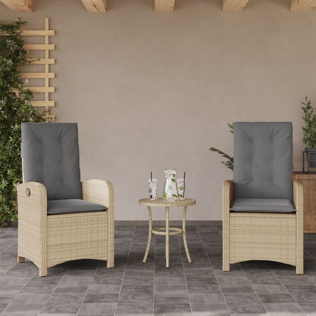 vidaXL 3-cz. zestaw mebli bistro z poduszkami, mieszany beż, rattan PE