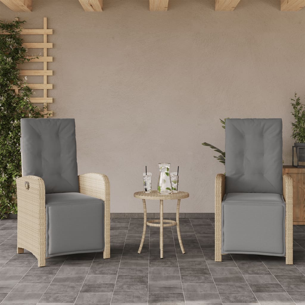 vidaXL 3-cz. zestaw mebli bistro z poduszkami, mieszany beż, rattan PE