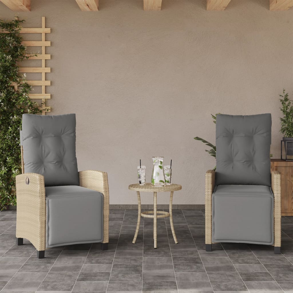 vidaXL 3-cz. zestaw mebli bistro z poduszkami, mieszany beż, rattan PE