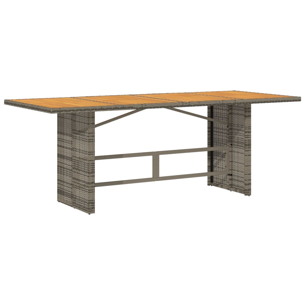 vidaXL Stół ogrodowy z akacjowym blatem, szary 190x80x74 cm, rattan PE