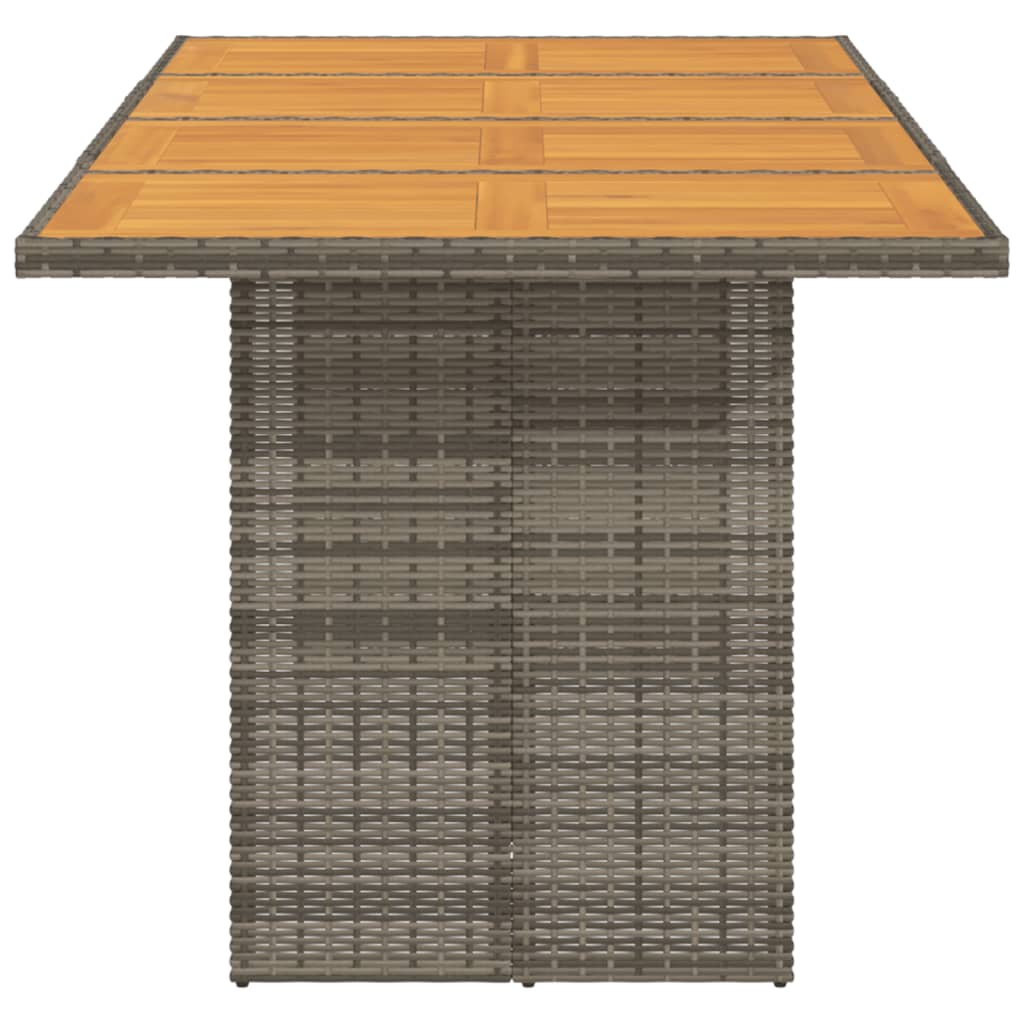 vidaXL Stół ogrodowy z akacjowym blatem, szary 190x80x74 cm, rattan PE