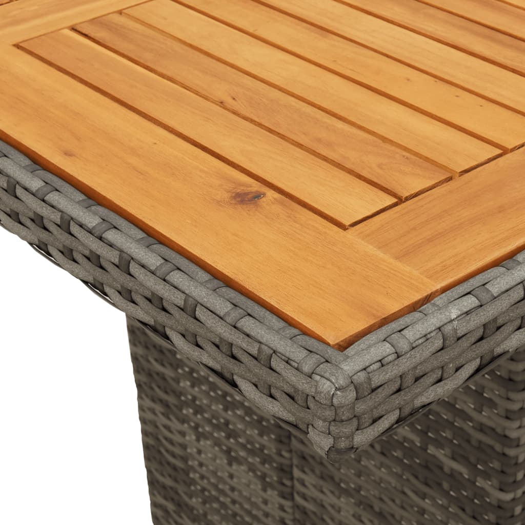 vidaXL Stół ogrodowy z akacjowym blatem, szary 190x80x74 cm, rattan PE