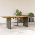 vidaXL Stół ogrodowy z akacjowym blatem, szary 190x80x74 cm, rattan PE