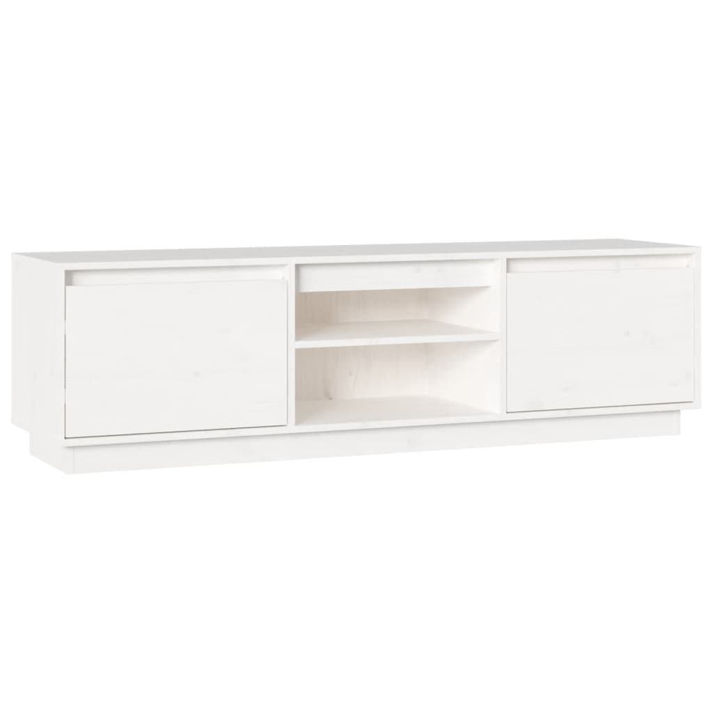 vidaXL Szafka pod telewizor, biała, 140x35x40 cm, lite drewno sosnowe