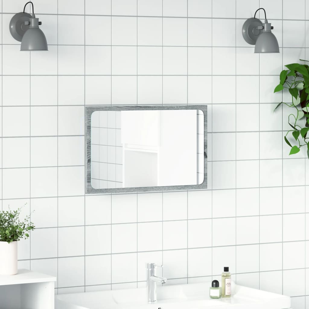 vidaXL Lustro łazienkowe z LED, szary dąb sonoma, 60x8,5x38 cm