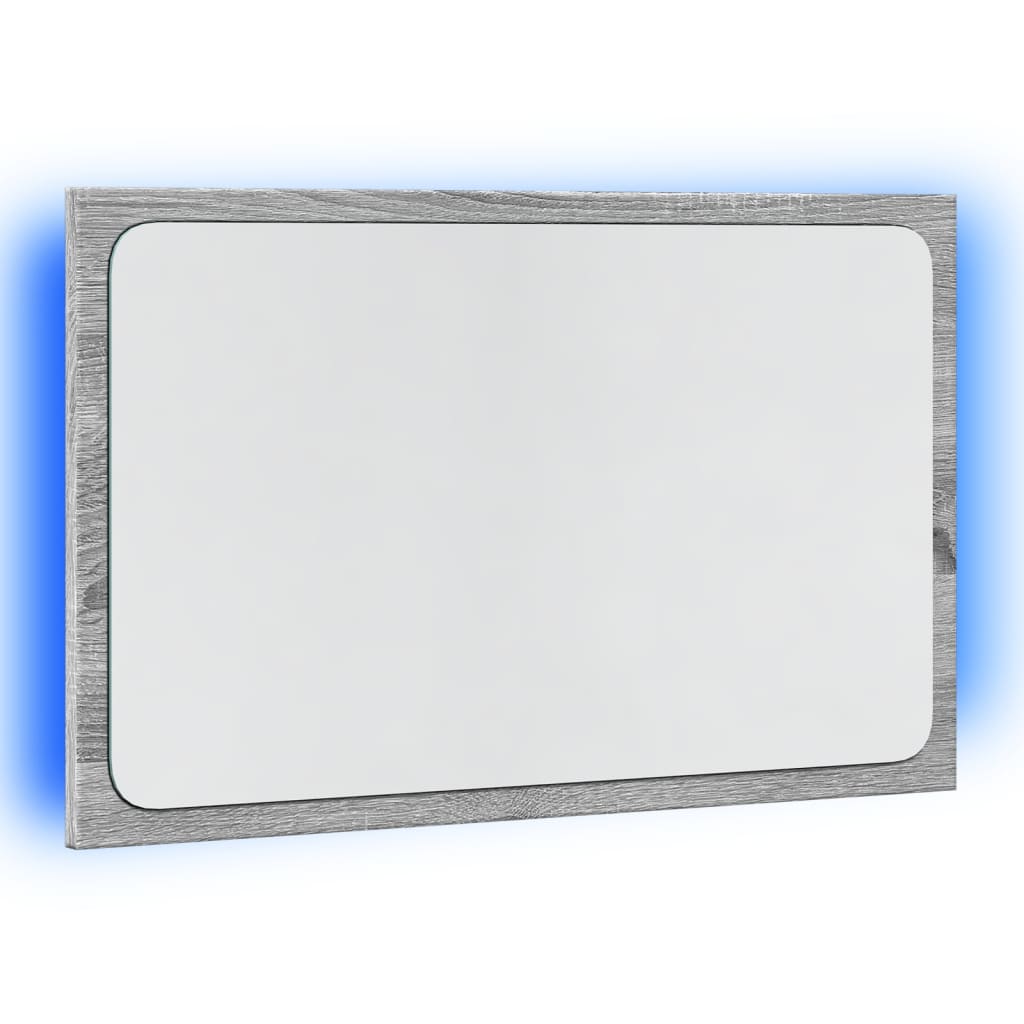 vidaXL Lustro łazienkowe z LED, szary dąb sonoma, 60x8,5x38 cm
