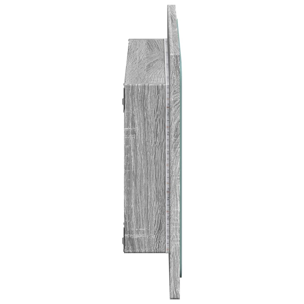 vidaXL Lustro łazienkowe z LED, szary dąb sonoma, 60x8,5x38 cm