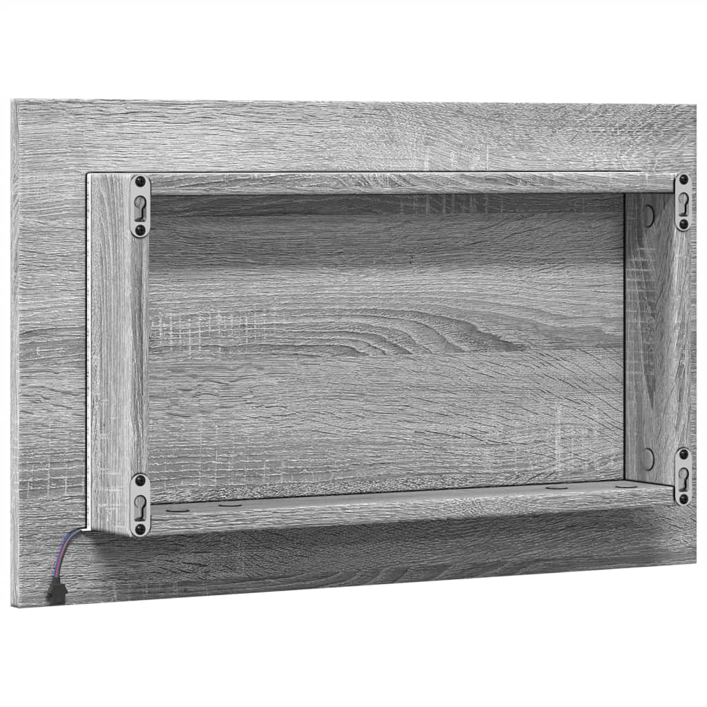 vidaXL Lustro łazienkowe z LED, szary dąb sonoma, 60x8,5x38 cm