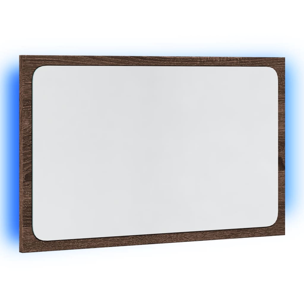 vidaXL Lustro łazienkowe z LED, brązowy dąb, 60x8,5x38 cm