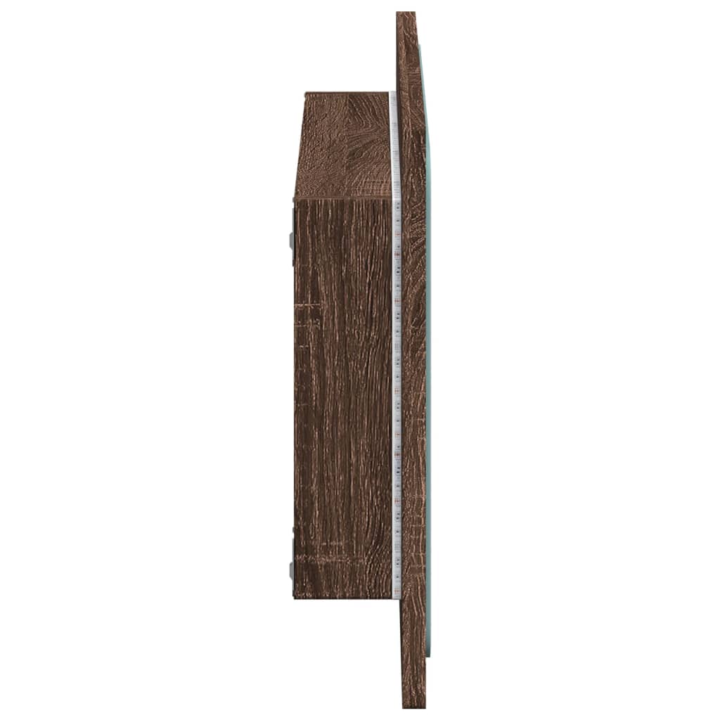 vidaXL Lustro łazienkowe z LED, brązowy dąb, 60x8,5x38 cm